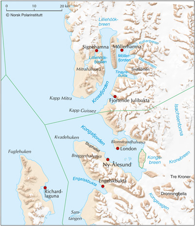 Kart over Kongsfjorden